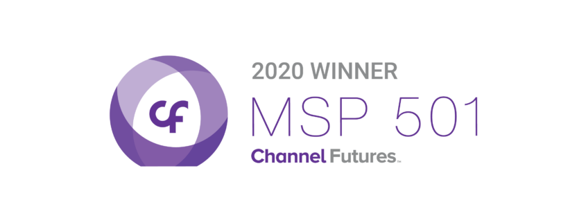 A badge indicating Guardian Computer is a 2020 winner of the MSP 501.