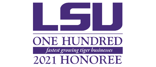 A badge for LSU 100 2021 Honorees