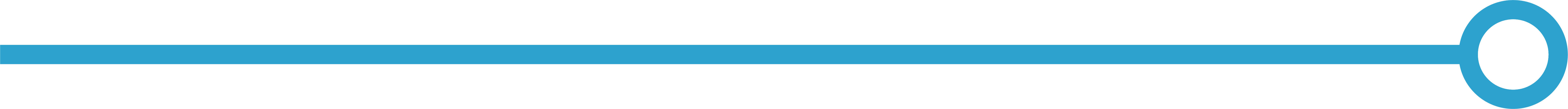 Horizontal divider bar. Blue line with circle aligned at the right end, pin shaped.